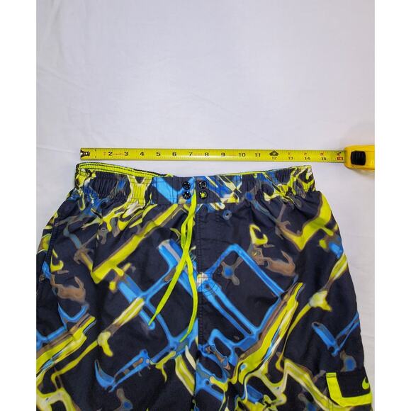 Nike Swim Size L Cargo Shorts Adult Black Yellow Swim Board Trunks Ca12 - Picture 3 of 7